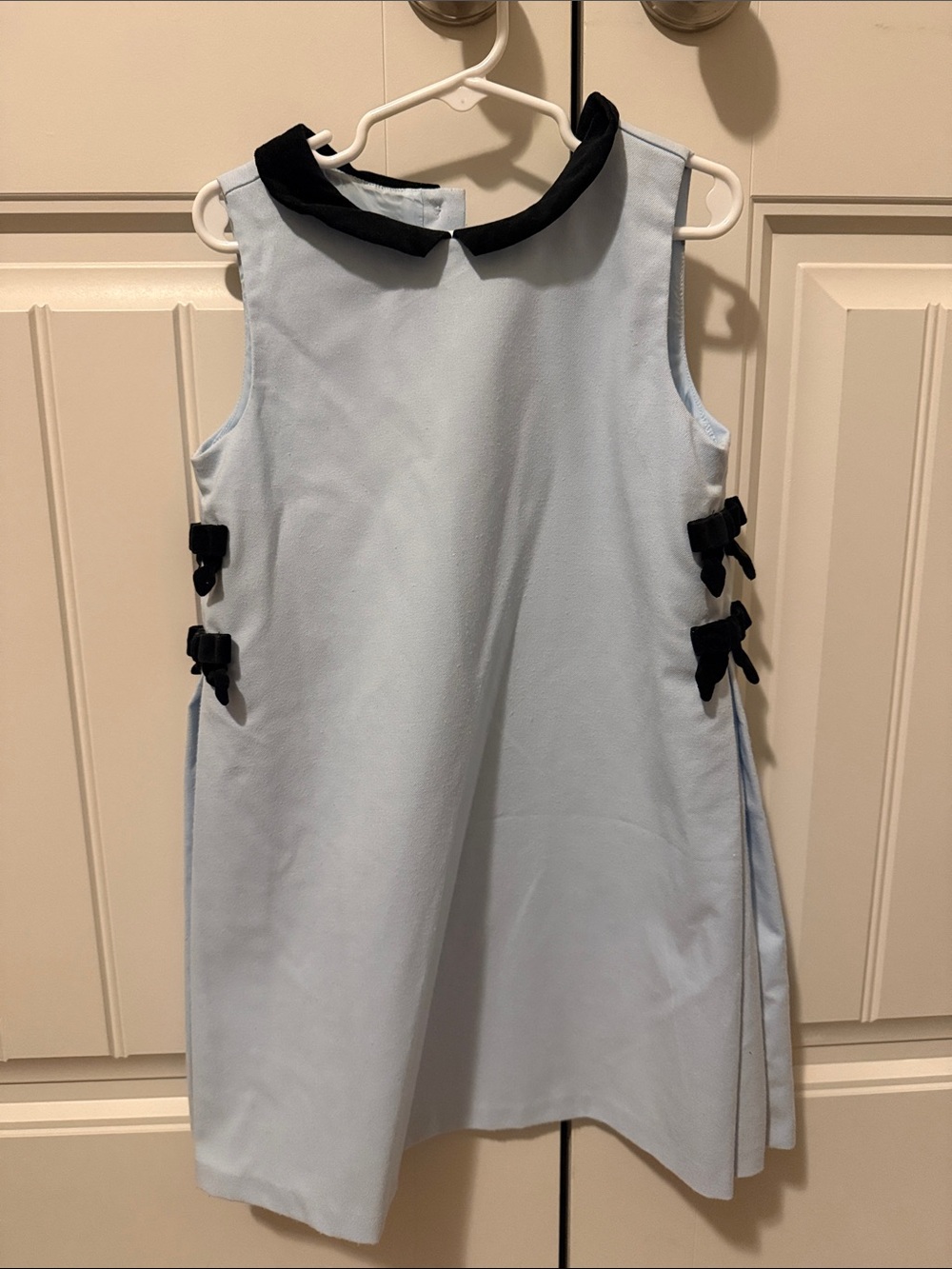 Janie and Jack Light Blue A-Line Dress with Black Collar and Bows